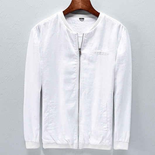 Chaqueta de Lino para Hombre Cuello Mao Casual Harajuku Primavera Otoño