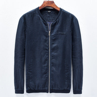 Chaqueta de Lino para Hombre Cuello Mao Casual Harajuku Primavera Otoño - Image 4