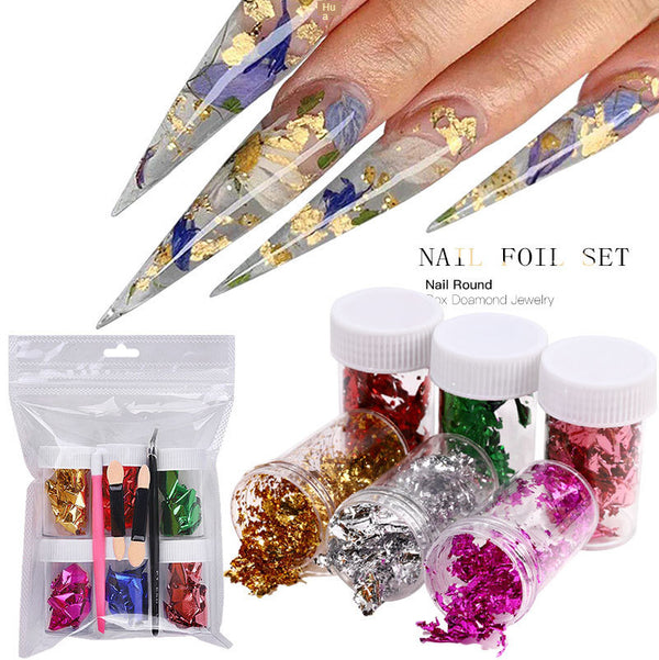 Kit de Láminas de Foil Doble Cara para Uñas - Diseños Europeos y Americanos