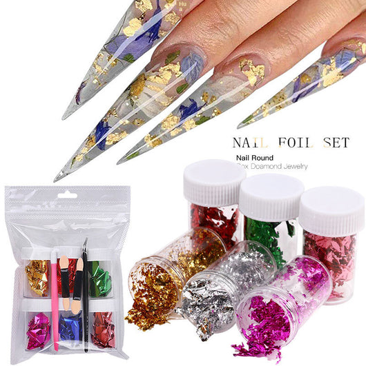 Kit de Láminas de Foil Doble Cara para Uñas - Diseños Europeos y Americanos