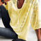 Blusa Elegante con Encaje Europeo y Americano, Cuello U y Mangas 3/4