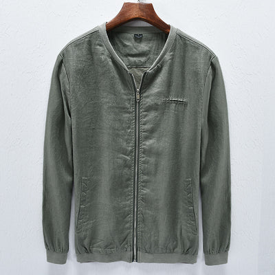 Chaqueta de Lino para Hombre Cuello Mao Casual Harajuku Primavera Otoño - Image 7