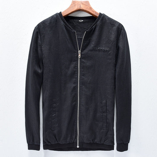 Chaqueta de Lino para Hombre Cuello Mao Casual Harajuku Primavera Otoño - Image 8