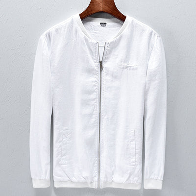 Chaqueta de Lino para Hombre Cuello Mao Casual Harajuku Primavera Otoño - Image 9