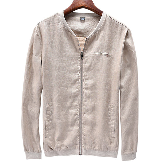 Chaqueta de Lino para Hombre Cuello Mao Casual Harajuku Primavera Otoño - Image 10