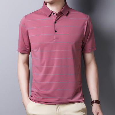 Playera Casual de Rayas con Solapa y Secado Rápido - Image 7