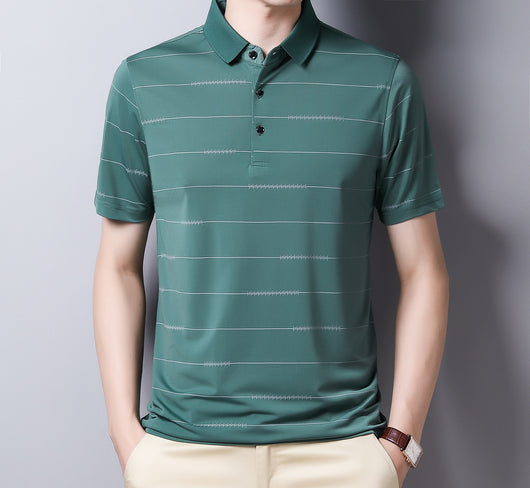 Playera Casual de Rayas con Solapa y Secado Rápido - Image 11