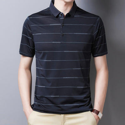 Playera Casual de Rayas con Solapa y Secado Rápido - Image 9