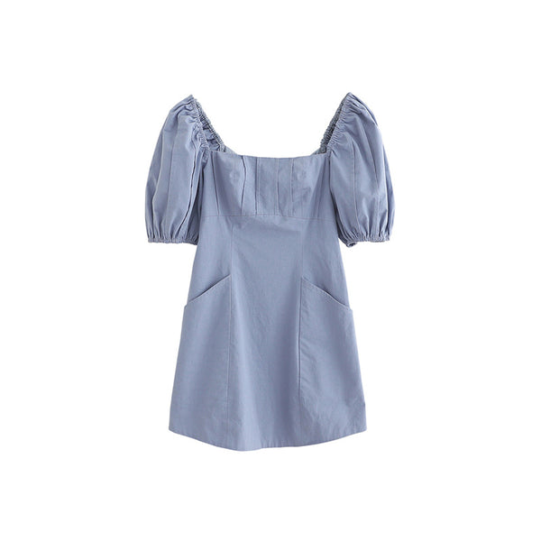 Vestido Infantil First Love con Cuello Francés y Mangas Globo