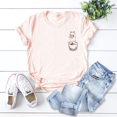 Blusa Holgada Alpaca Pecho Europeo Talla Grande Manga Corta para Mujer - Image 17