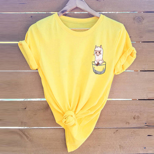 Blusa Holgada Alpaca Pecho Europeo Talla Grande Manga Corta para Mujer