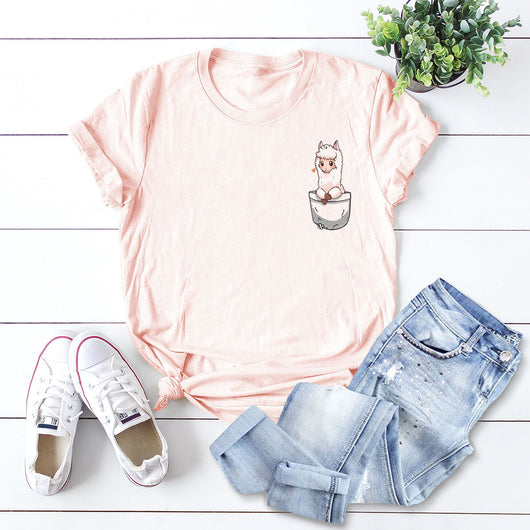 Blusa Holgada Alpaca Pecho Europeo Talla Grande Manga Corta para Mujer - Image 11