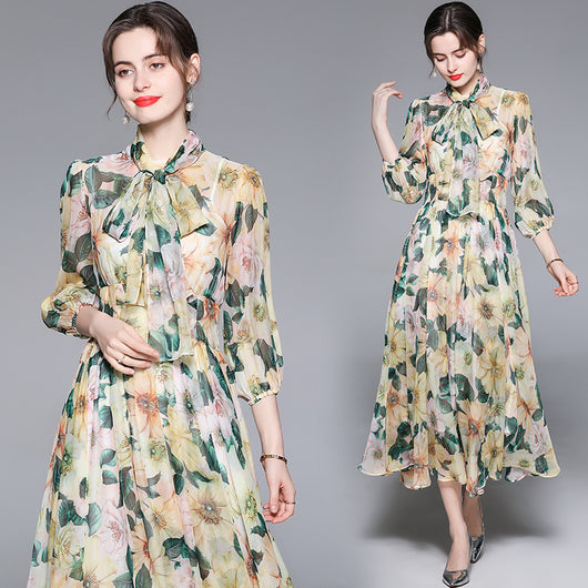 Vestido Largo Hada con Estampado de Rosas y Mangas Farol - Image 21