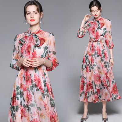 Vestido Largo Hada con Estampado de Rosas y Mangas Farol - Image 19
