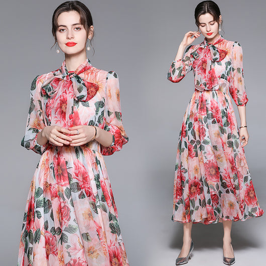 Vestido Largo Hada con Estampado de Rosas y Mangas Farol - Image 19