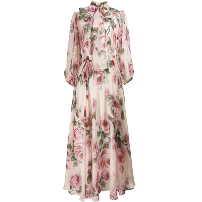 Vestido Largo Hada con Estampado de Rosas y Mangas Farol - Image 23