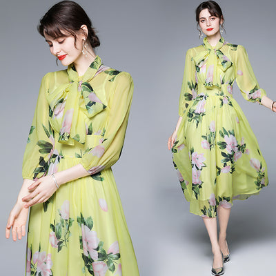 Vestido Largo Hada con Estampado de Rosas y Mangas Farol - Image 10