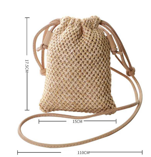 Bolsa Cuadrada Tejida en Paja con Correa Cruzada - Image 6
