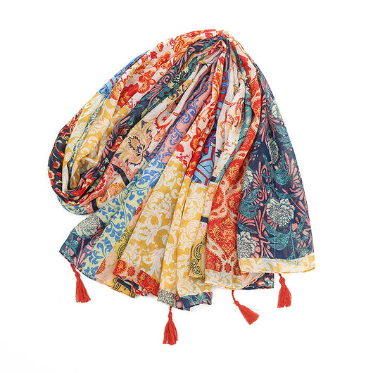 Pañoleta Estampada con Flecos Multicolor - Image 6