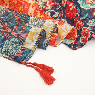 Pañoleta Estampada con Flecos Multicolor - Image 3
