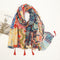 Pañoleta Estampada con Flecos Multicolor