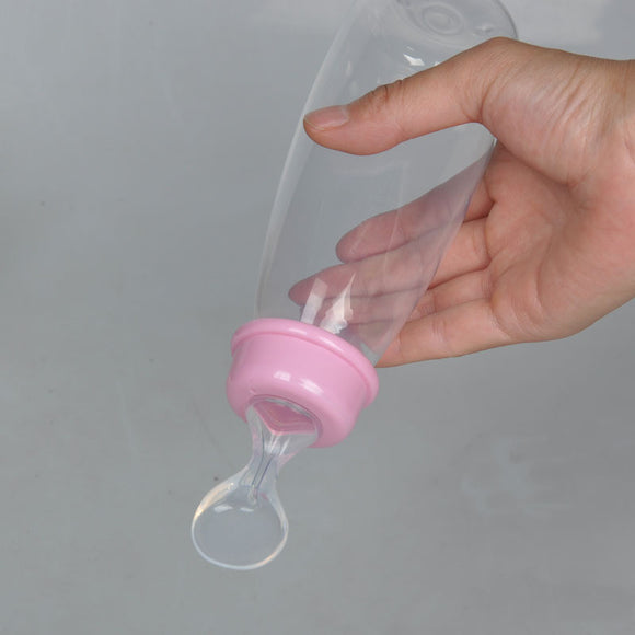 Botella Entrenadora de Arroz Suave con Cuchara Exprimible PP para Bebé