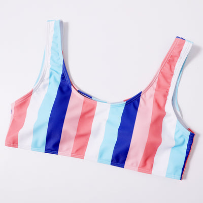 Traje de Baño Deportivo a Rayas Cintura Alta Halter Sexy Estilo Europeo - Image 13