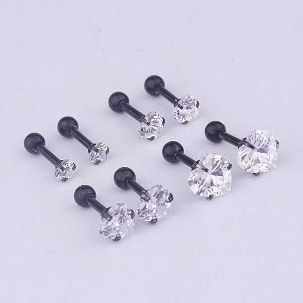 Aretes de Circonita en Forma de Corazón Acero Inoxidable Perforados