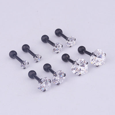Aretes de Circonita en Forma de Corazón Acero Inoxidable Perforados - Image 2