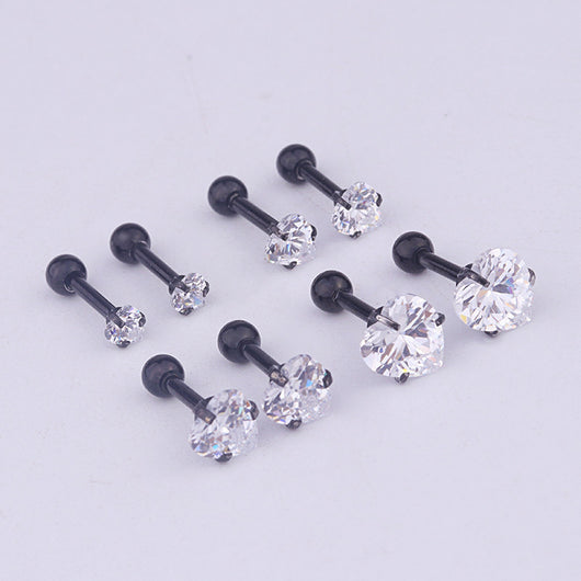 Aretes de Circonita en Forma de Corazón Acero Inoxidable Perforados - Image 2