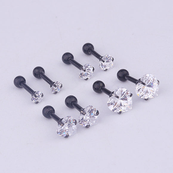 Aretes de Circonita en Forma de Corazón Acero Inoxidable Perforados