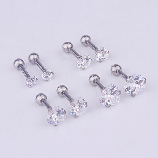 Aretes de Circonita en Forma de Corazón Acero Inoxidable Perforados