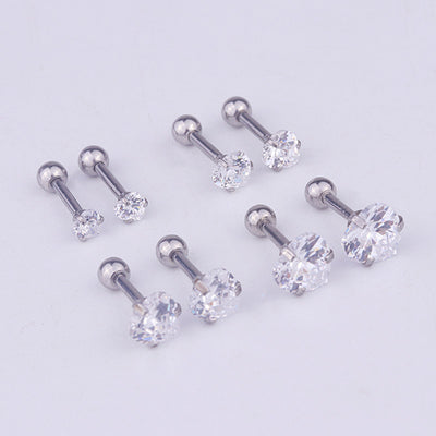 Aretes de Circonita en Forma de Corazón Acero Inoxidable Perforados