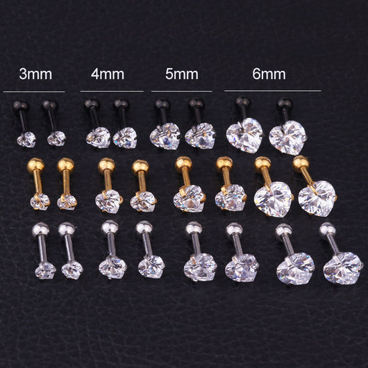 Aretes de Circonita en Forma de Corazón Acero Inoxidable Perforados - Image 4