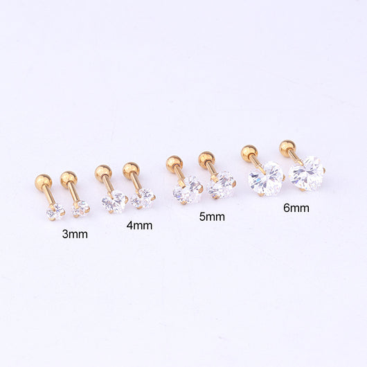 Aretes de Circonita en Forma de Corazón Acero Inoxidable Perforados - Image 3