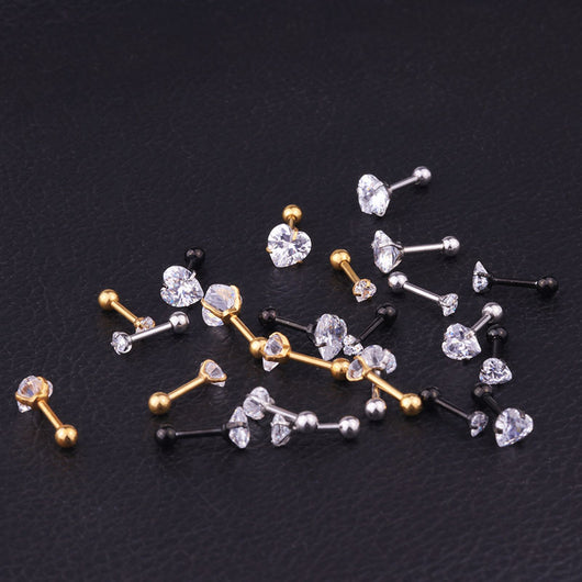 Aretes de Circonita en Forma de Corazón Acero Inoxidable Perforados - Image 5