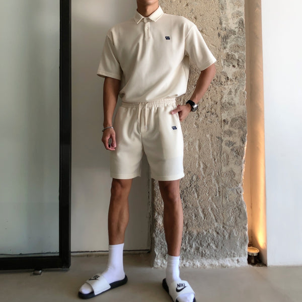 Conjunto Deportivo Casual de Algodón: Polo Holgado y Shorts de 5 Puntos