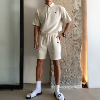 Conjunto Deportivo Casual de Algodón: Polo Holgado y Shorts de 5 Puntos