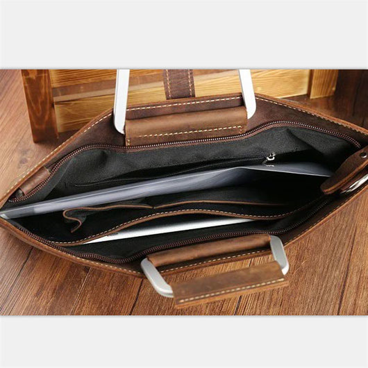 Maletín de Cuero Crazy Horse para Hombre - Bolsa Ejecutiva Estilo Británico - Image 11