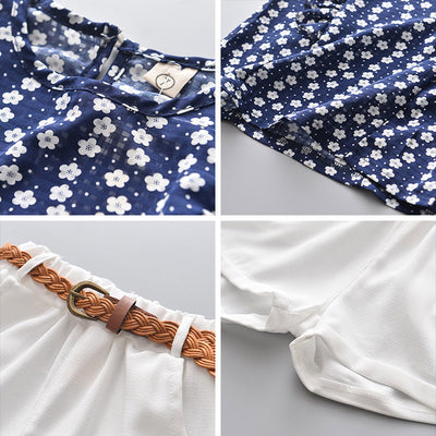 Conjunto Infantil Floral: Playera sin Mangas y Shorts con Cinturón Gratis - Image 8