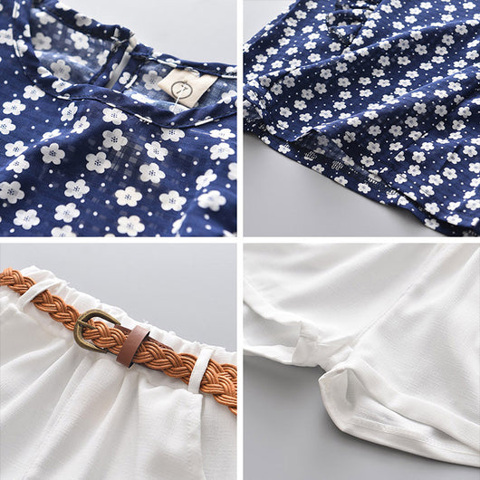Conjunto Infantil Floral: Playera sin Mangas y Shorts con Cinturón Gratis - Image 8