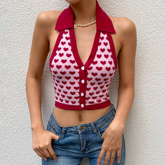 Chaleco de Punto Lana con Cuello Polo Corto para Mujer - Image 3