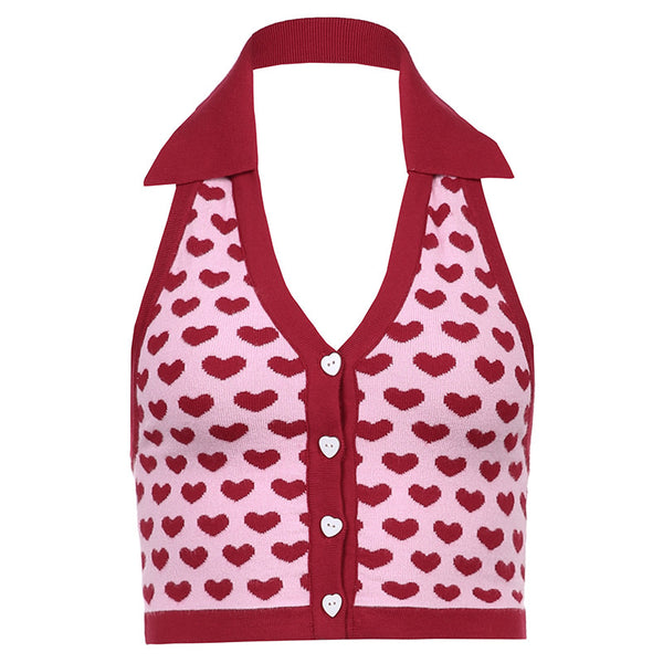 Chaleco de Punto Lana con Cuello Polo Corto para Mujer
