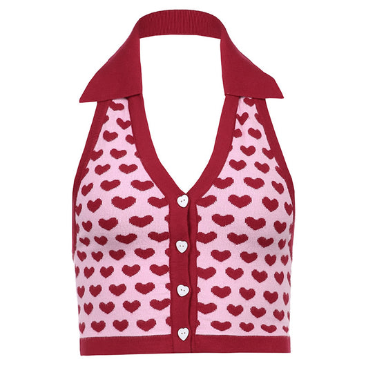 Chaleco de Punto Lana con Cuello Polo Corto para Mujer