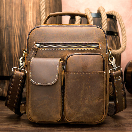 Bolsa Mensajera de Cuero para Hombre Estilo Retro - Piel de Vaca Premium Crazy Horse - Image 2