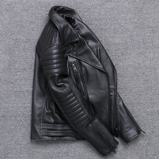 Chaqueta de Cuero para Hombre con Cierre Diagonal - Image 8