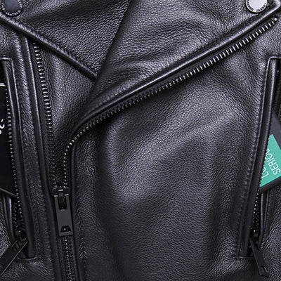 Chaqueta de Cuero para Hombre con Cierre Diagonal - Image 3