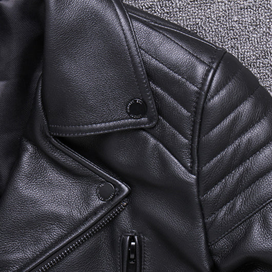 Chaqueta de Cuero para Hombre con Cierre Diagonal - Image 5
