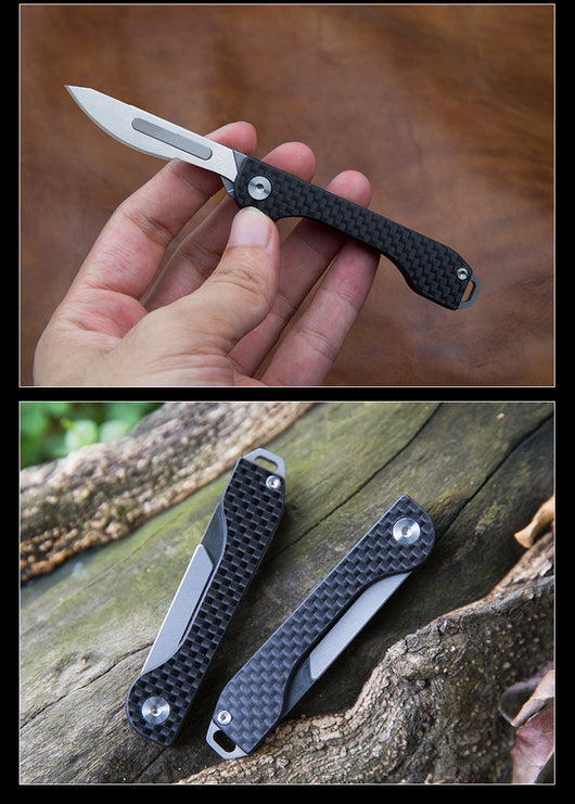 Cuchillo de Fibra de Carbono Multiusos Plegable con Grabado - Navaja de Precisión para Exterior - Image 8