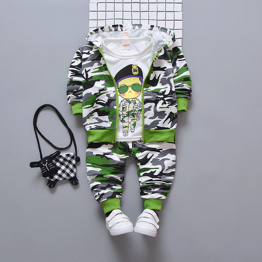 Conjunto de Tres Piezas Camuflaje con Diseño Infantil - Image 4